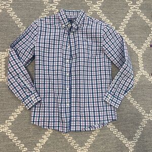 Blue and Purple Checkered Button-Up Shirt